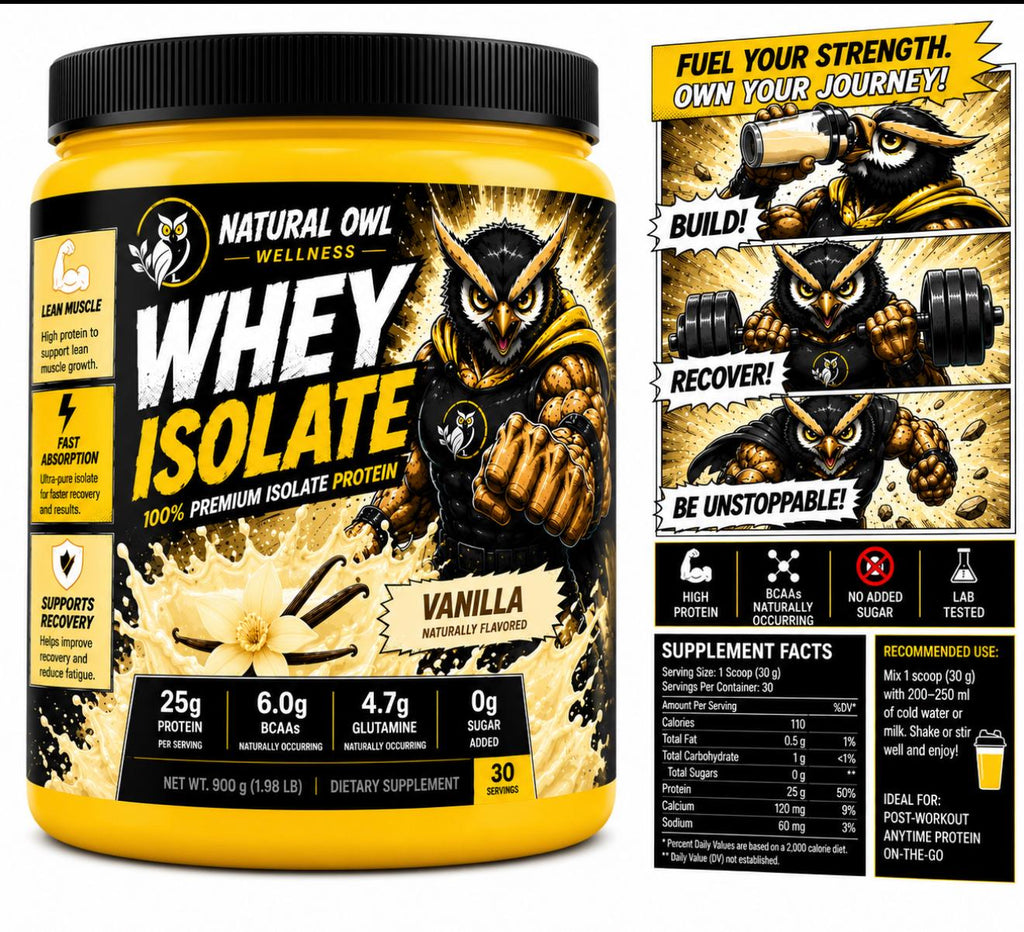 NATURAL OWL WHEY ISOLATE BAUNILHA 900G