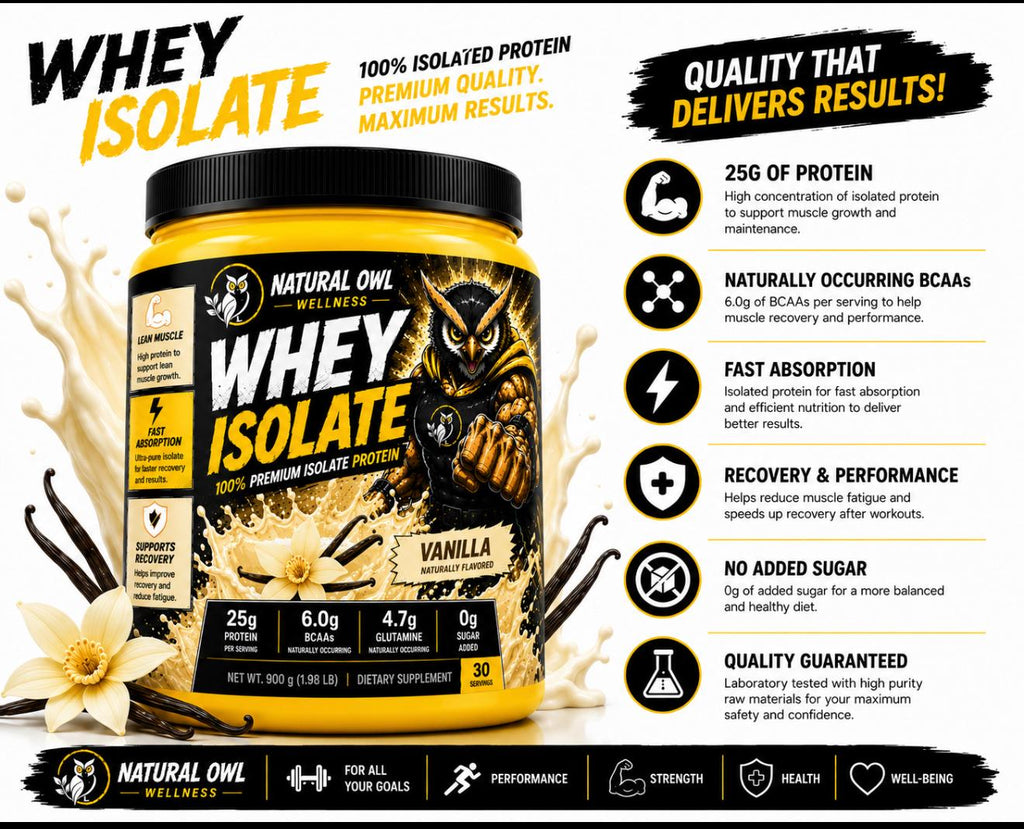 NATURAL OWL WHEY ISOLATE BAUNILHA 900G