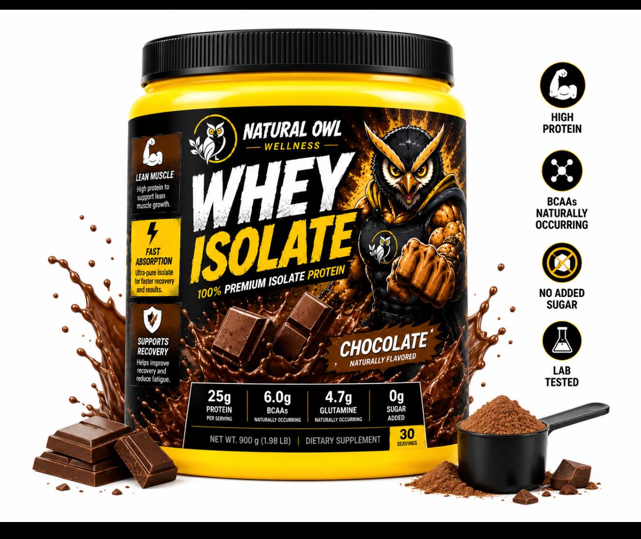 NATURAL OWL WHEY ISOLATE -CHOCOLATE 900G