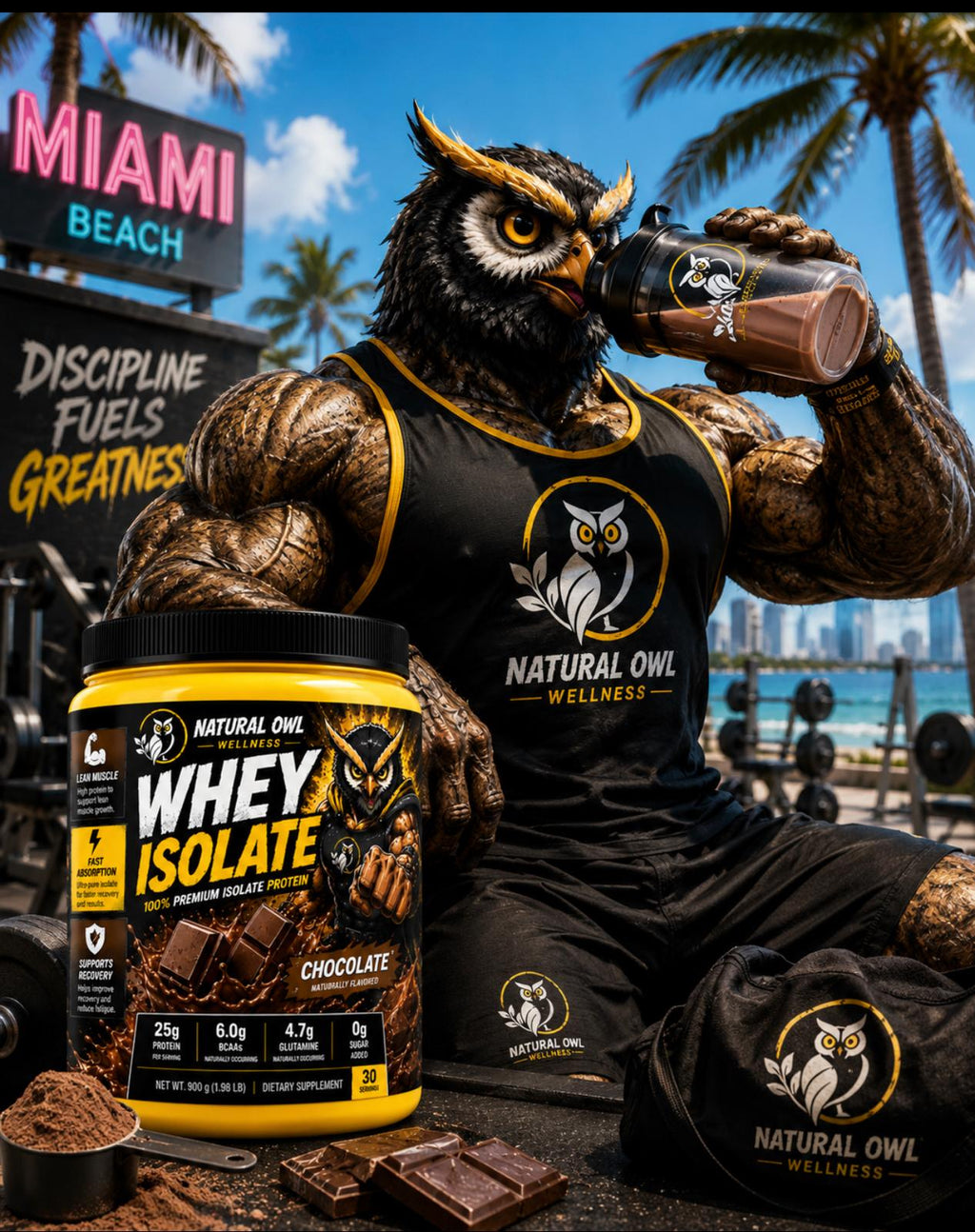 NATURAL OWL WHEY ISOLATE -CHOCOLATE 900G